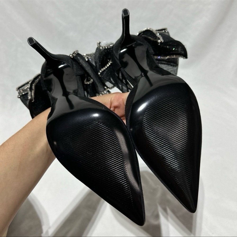 Steve Madden Timeless Pointed Elegant Black Women's Heels Rhinestone Bow Detail - Picture 7 of 8